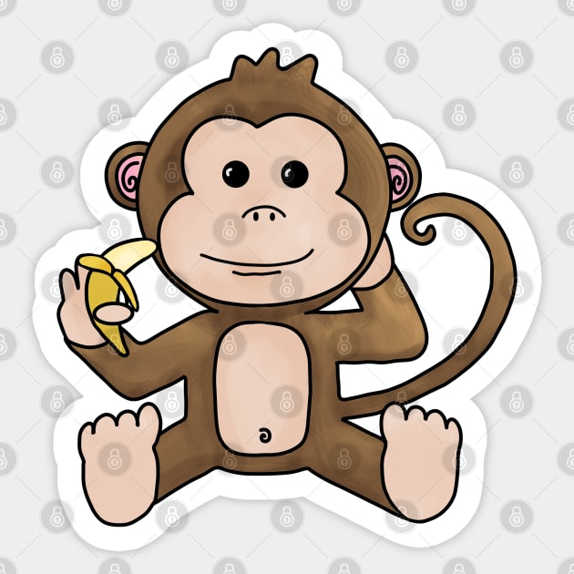 Cheeky Monkey Having a Banana Sticker by Slightly Unhinged